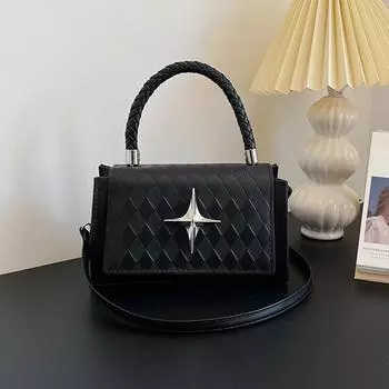 Популярная в этом году модная женская темпераментная корейская версия ромбовидной маленькой сумки женская сумка 2024 новая сумка-мессенджер маленькая квадратная сумка чёрный