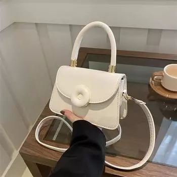 Популярная в этом году портативная маленькая квадратная сумка женская летняя 2024 новая модная сумка через плечо повседневная однотонная сумка-мессенджер в иностранном стиле белый