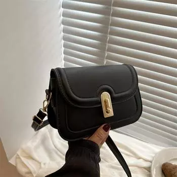 Популярная в этом году простая ретро-сумка женская сумка 2024 года, новая модная темпераментная универсальная сумка через плечо небольшого размера чёрный