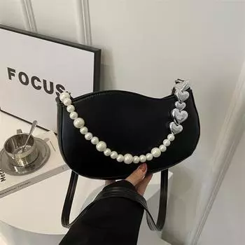 Популярная в этом году PU2024 новая тенденция жемчужная пригородная сумка на одно плечо модная простая европейская и американская сумка-мессенджер для женщин белый