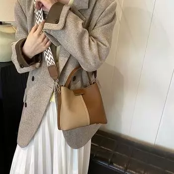 Популярная в этом году ретро-нишевая цветовая гамма, переносная сумка-ведро, женская сумка-мессенджер через плечо 2024 года 20*11.5*18