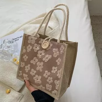 Популярная в этом году сумка для ланча Bento Bag из ротанга, женская сувенирная маленькая сумка хаки