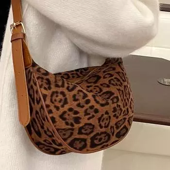 Популярная в этом году сумка-пельмень, женская модная сумка-мессенджер, женская модная повседневная сумка через плечо с леопардовым принтом