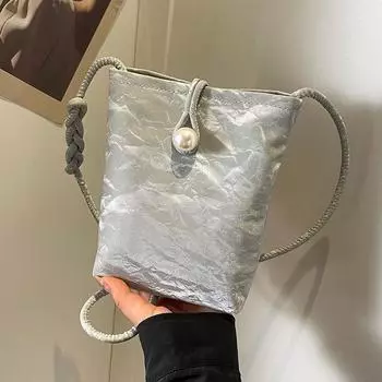 Популярная в этом году сумка Повседневная модная сумка через плечо Женская сумка-мессенджер с текстурой знаменитости в стиле Интернета Маленькая квадратная женская сумка для мобильного телефона серебряный