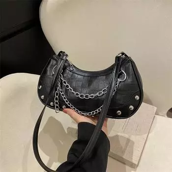 Популярная в этом году сумка женская 2024 новая модная повседневная сумка через плечо с текстурой осенняя однотонная сумка-мессенджер маленькая квадратная сумка чёрный