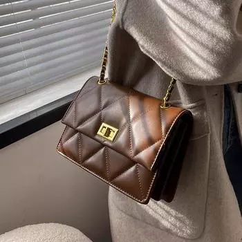 Популярная в этом году сумка женская 2024 осень и зима новая модная универсальная сумка-мессенджер ретро текстура модная цепочка сумка через плечо чёрный