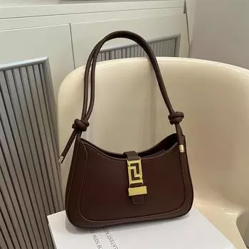 Популярная в этом году сумка женская большая вместимость 2024 новинка начала осени простая сумка через плечо женская сумка подмышкой в стиле ретро чёрный