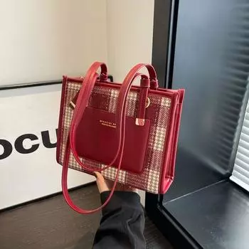 Популярная в этом году сумка женская большая вместительная 2024 новая шерстяная сумка через плечо повседневная универсальная сумка для поездок на работу