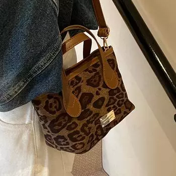 Популярная в этом году сумка женская модная портативная сумка-ведро с текстурой ретро-леопардовый принт сумка-мессенджер женская