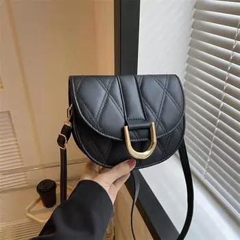 Популярная в этом году сумка женская сумка 2024 зима новый тренд мода сумка через плечо простая сумка-седло подмышкой темно-коричневого