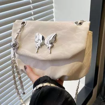 Популярная в этом году сумка женская сумка-мессенджер высокого класса с текстурой нишевая модная цепочка на одно плечо плиссированная сумка-седло женская серый