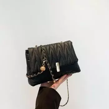 Популярная в этом году высококачественная сумка через плечо для женщин 2024 года, летняя новая мода, популярная маленькая квадратная сумка, популярная сумка-цепочка чёрный