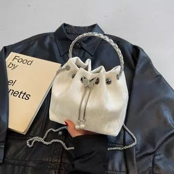 Популярная в этом году женская сумка 2024 года, новый нишевый дизайн, сумка-мессенджер с цепочкой, летняя плиссированная сумка-ведро