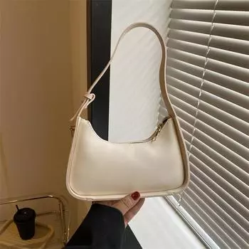 Популярная в этом году женская сумка 2024 года, новая иностранная однотонная сумка через плечо, повседневная текстура, нишевая сумка под мышками, женская сумка белый