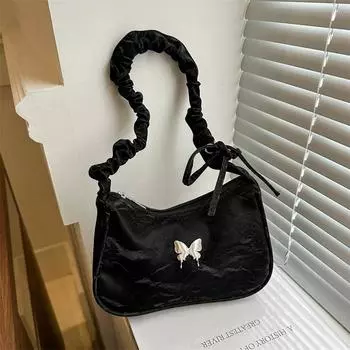 Популярная в этом году женская сумка 2024 года, новая нишевая серебряная сумка под мышкой, сумка-мессенджер с бабочкой из высококачественной текстуры белый