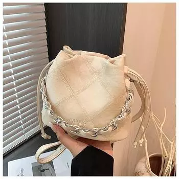 Популярная в этом году женская сумка-мессенджер 2024 года, высококачественная сумка через плечо, модная сумка-ведро на цепочке.