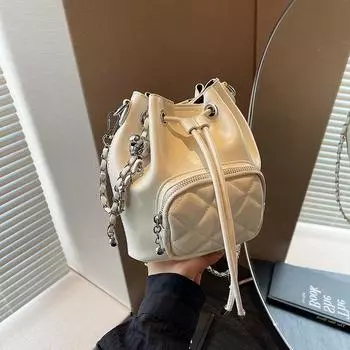 Популярная в этом году женская сумка осень 2024, новый модный нишевый дизайн, женская сумка-ведро с цепочкой через плечо