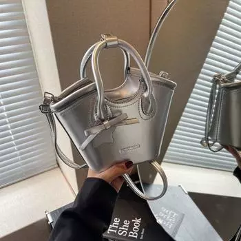 Популярная в этом году женская сумка осень 2024 новая сумка-мессенджер красная ручная детская сумка-ведро чёрный