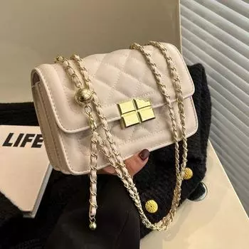 Популярная в этом году женская сумка, смесь утренних салфеток, новая модная и универсальная цепочка 2023 года, сумка через плечо на одно плечо, текстурированный маленький квадрат.