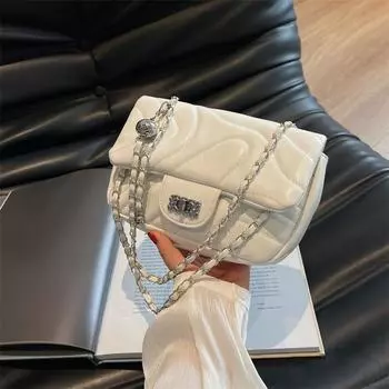 Популярная в этом году женская сумка Xiaoxiangfeng 2024 года, новая модная универсальная сумка-мессенджер с бриллиантовой цепочкой белый