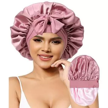 Популярная в Европе и Америке двухслойная атласная ночная шапочка, косметическая шапочка для ухода за волосами, завязанная на голову шапочка Jdb-301L-1 average size