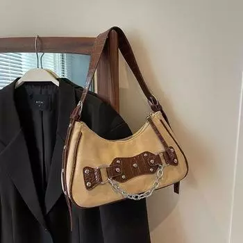 Популярная взрывная нишевая дизайнерская сумка Sense Bag Chain Новая модная сумка из искусственной кожи Cross Body на одно плечо Underarm Pack Solid