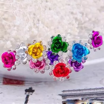 Популярная заколка для волос из сплава с бриллиантами и розой U-образная свадебная шпилька для волос красный