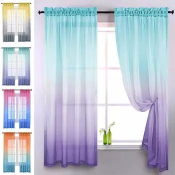 Популярная занавеска для двери, окна, драпировка, ассорти, прозрачная вуаль, тюль, романтический декор окна, панельная занавеска W100xL200CM 1pc