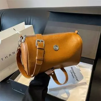 Популярная женская маленькая сумка в стиле ретро для отдыха, новинка 2024 года, модная текстурированная сумка на плечо, универсальная сумка через плечо, сумка-цилиндр