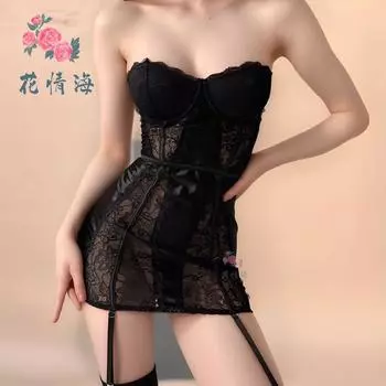 Популярная женская одежда облегающая полая кружевная вставка с поддержкой груди и сборкой, с вырезом-петлей на шее One size