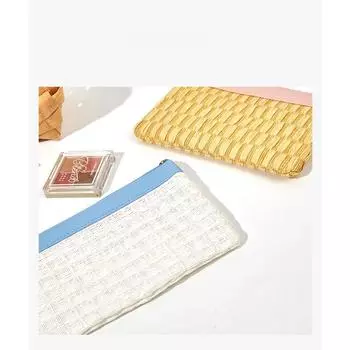 Популярная женская ручная тканая сумка, простая сумка для хранения, косметичка большой емкости для путешествий на море небесно-голубой