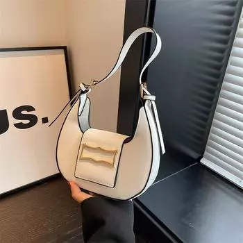 Популярная женская сумка 2024 года, летняя простая новая сумка в виде полумесяца, женская сумка для переноски под мышками, модная сумка на одно плечо с пельменями белый