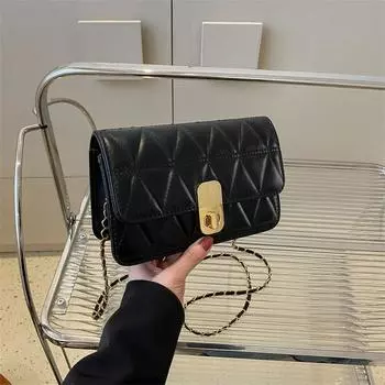 Популярная женская сумка этого года 2024, новая универсальная ромбовидная вышитая нитью маленькая квадратная сумка с текстурой ниши, цепочка на одно плечо белый