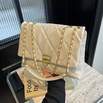 Популярная женская сумка этого года в 2024 году, новая модная и модная сумка через плечо с ромбовидной сеткой, дорожная сумка через плечо большой вместимости