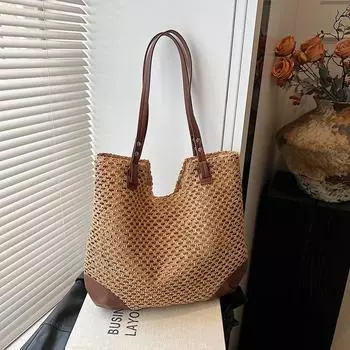 Популярная женская сумка, большая вместительная сумка на одно плечо, пляжная сумка для отпуска белый