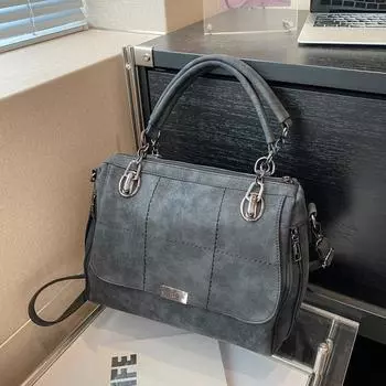 Популярная женская сумка большой вместимости 2024 года, новая весенне-летняя универсальная матовая сумка-мессенджер, портативная сумка-тоут для поездок на работу 30*13*24 чёрный