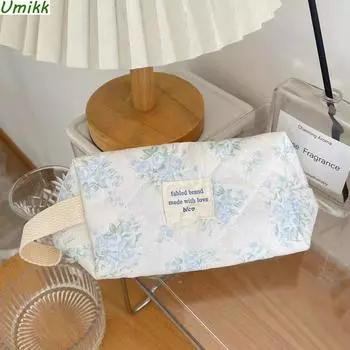 Популярная женская сумка для ухода за кожей, 3 шт., стеганая клетчатая косметичка с цветочным принтом, дорожная косметичка для макияжа, косметичка для хранения туалетных принадлежностей на молнии для девочек CHINA