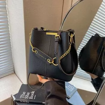 Популярная женская сумка из мягкой кожи, новинка 2024 года, модная пригородная сумка через плечо большой вместимости, повседневная сумка-ведро в стиле ретро