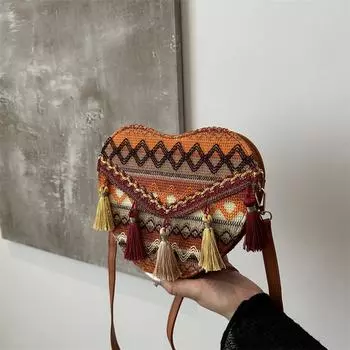 Популярная женская сумка Love в национальном стиле, новая фактурная сумка через плечо, ручная работа, сумка на плечо