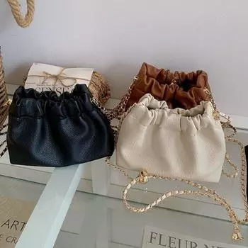 Популярная женская сумка однотонная нишевая сумка через плечо Hundred Chain Crossbody Cloud Bag маленькая сумка коричневый
