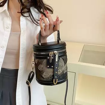 Популярная женская сумка-ведро, новая винтажная вышитая сумка, темперамент, универсальные сумки через плечо на одно плечо