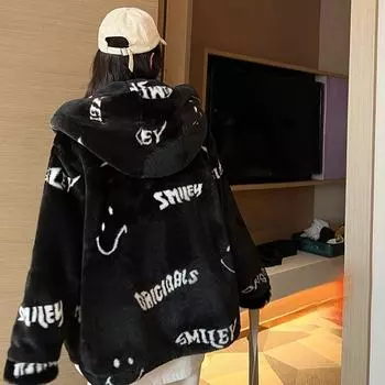 Популярная зимняя плюшевая женская шуба из искусственного меха кролика Рекс, свободная и универсальная женская верхняя часть, утолщенная для сохранения тепла S