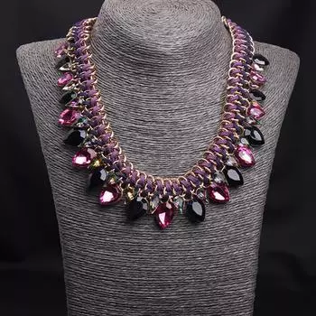 Популярное 6-цветное плетеное цветочное короткое ожерелье на ключицу, преувеличенные модные женские аксессуары серый