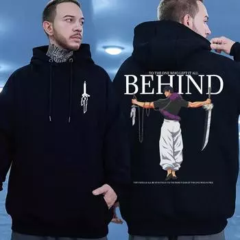 Популярное аниме дзюдзюцу Кайсен Фусигуро Тодзи с принтом и капюшоном для мужчин и женщин, повседневные свободные толстовки с круглым вырезом, удобная уличная одежда, толстовка унисекс в стиле Харадзюку L чёрный