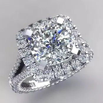 Популярное европейское и американское серебряное женское повседневное кольцо с инкрустацией белым цирконом