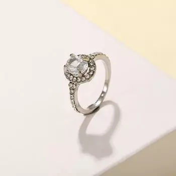 Популярное европейское и американское серебряное женское повседневное кольцо с инкрустацией белым цирконом