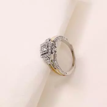 Популярное европейское и американское серебряное женское повседневное кольцо с инкрустацией белым цирконом