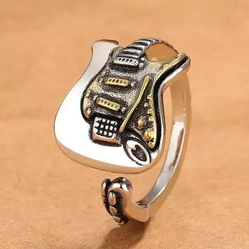 Популярное кольцо-гитара для мужчин и женщин, ретро-стиль, хип-хоп-тренд, открытый рот, нишевое креативное кольцо Adjustable Opening