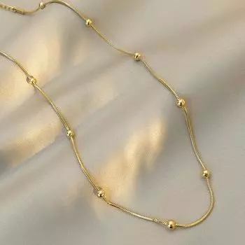 Популярное круглое ожерелье с бусинами в стиле минимализма, цепочка-чокер на ключицу, женские ювелирные украшения золотой