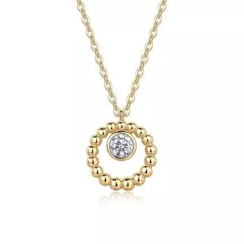 Популярное модное золотое ожерелье с подвеской в виде круга для женщин, не выцветающая серебряная цепочка S925 Ins Wind Moissanite Clavicle